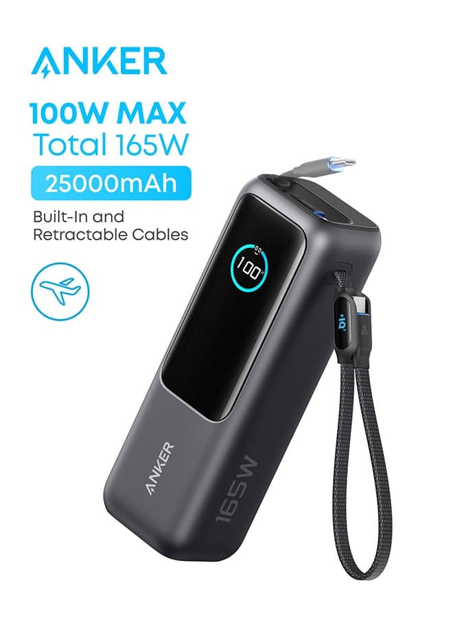 Anker 25000mAh 165W Power Bank with Built-In Cables - Noon